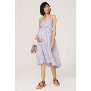 EMILIA GEORGE Purple Blue Cotton Blend Empire Waistline Sweetheart Dress Size M